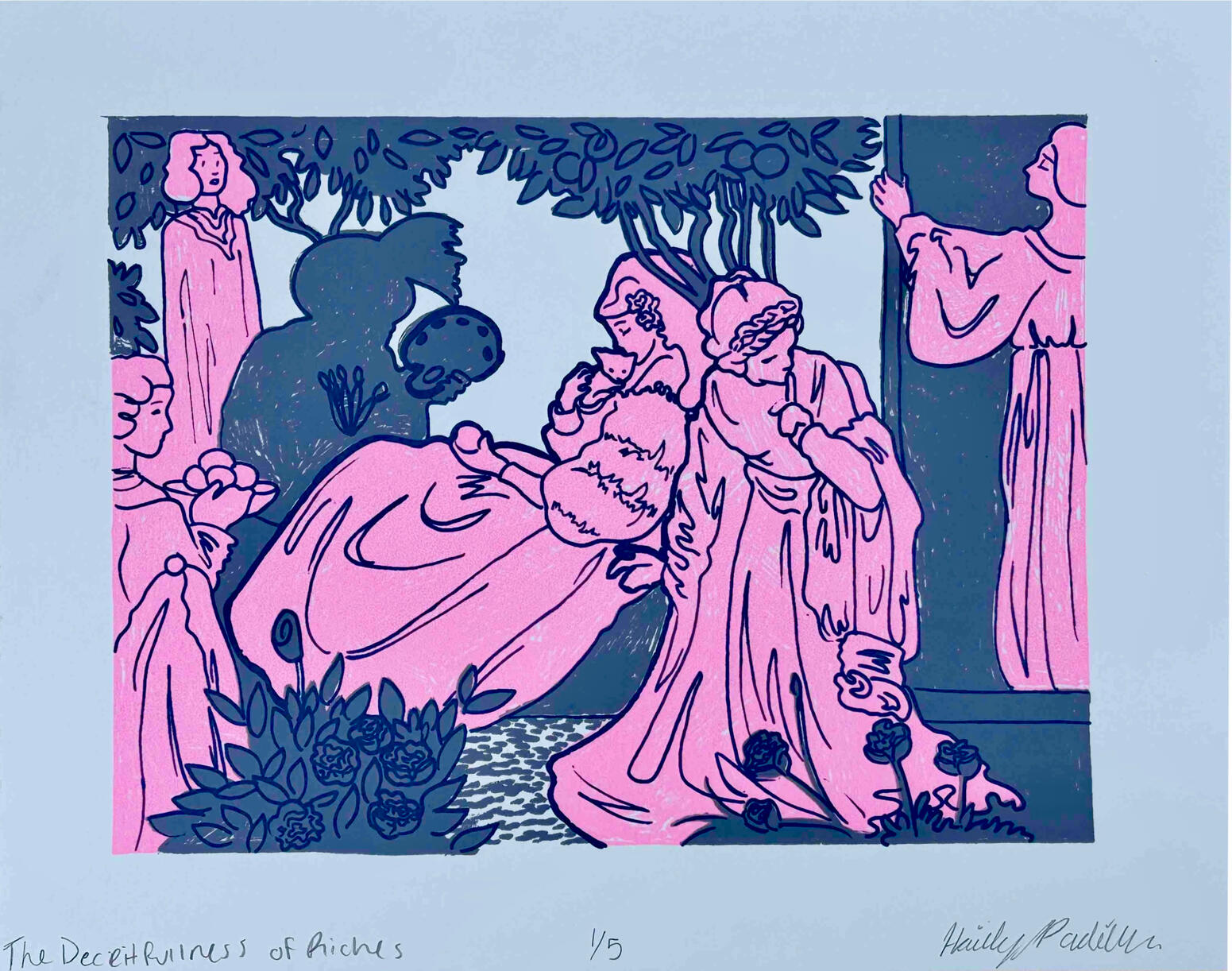 The Deceitfulness of Riches, screenprint, 8” x 10”, 2024.